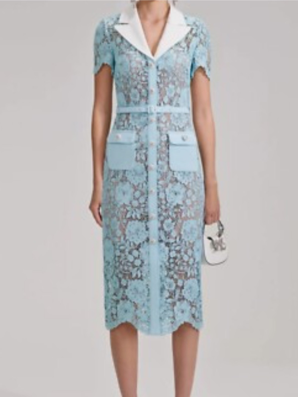 Self portrait Light Blue Lace  Midi Dress
